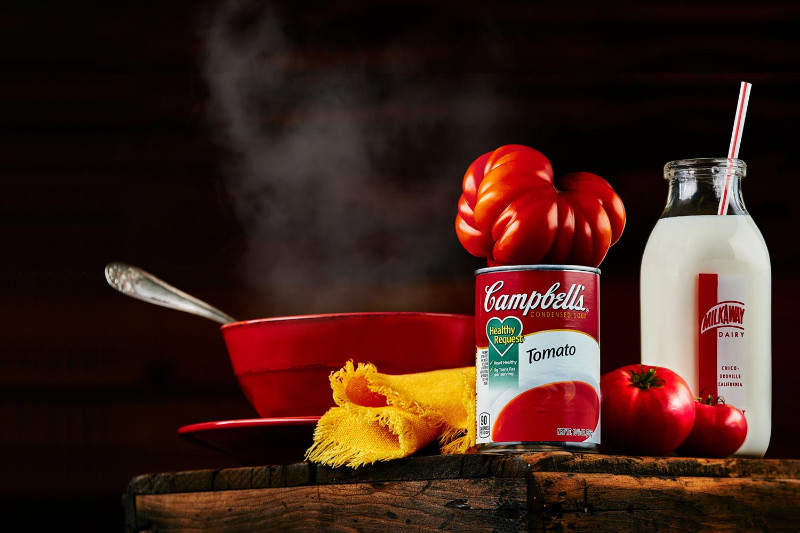 Campbells-Tomato-Soup-in-Red-bowl-with-milk-and-fresh-tomatoes