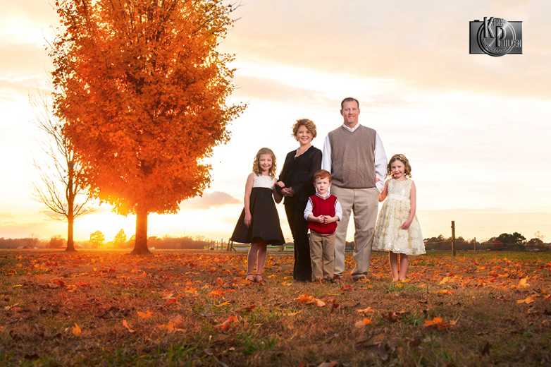 Goldsboro-Family-Portrait-Fall-Leaves-Sunset-Field