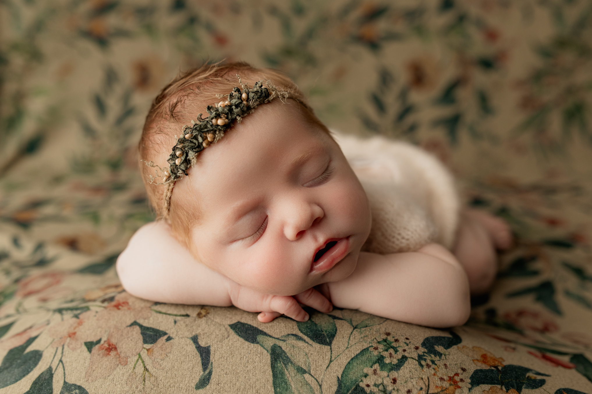 harrisburg newborn photographer baby girl on floral